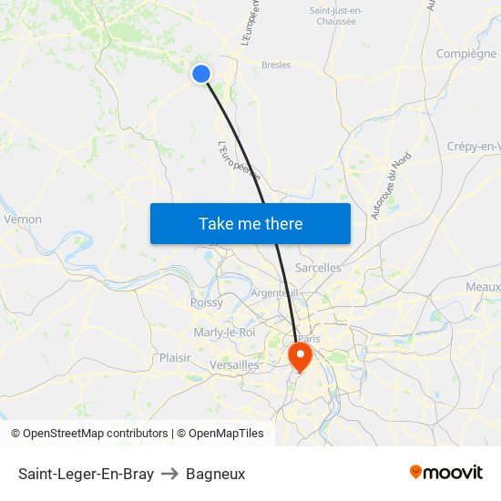 Saint-Leger-En-Bray to Bagneux map