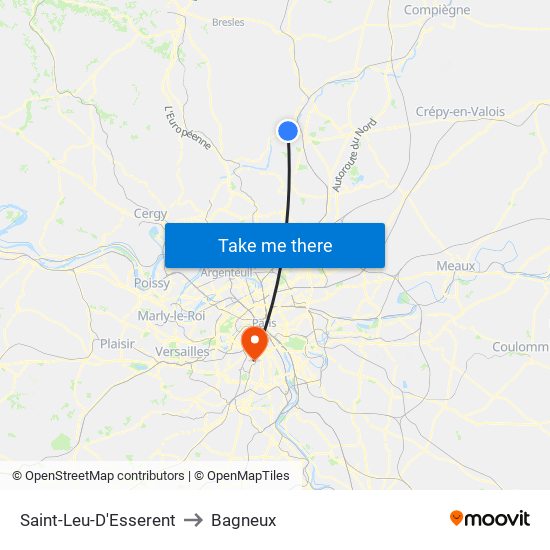 Saint-Leu-D'Esserent to Bagneux map