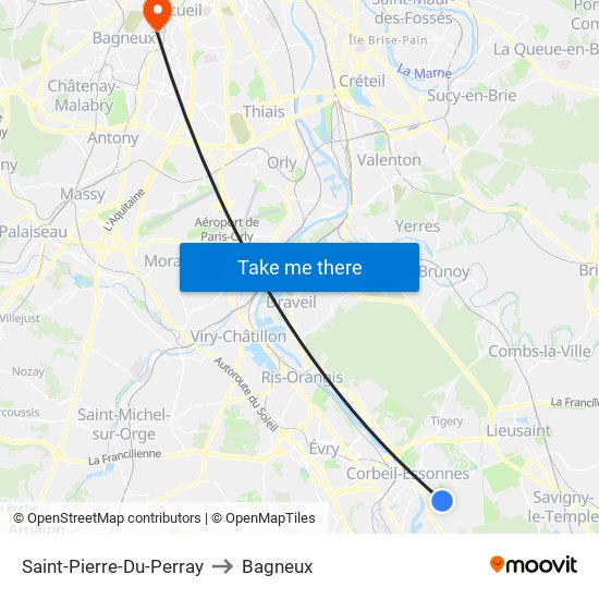 Saint-Pierre-Du-Perray to Bagneux map