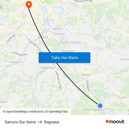 Samois-Sur-Seine to Bagneux map