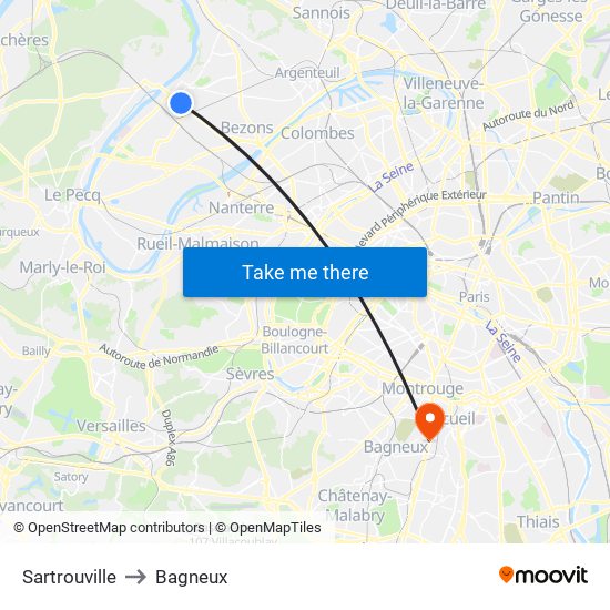 Sartrouville to Bagneux map