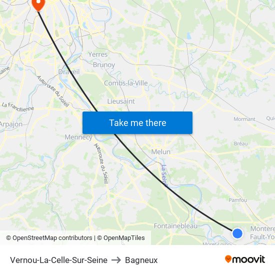 Vernou-La-Celle-Sur-Seine to Bagneux map