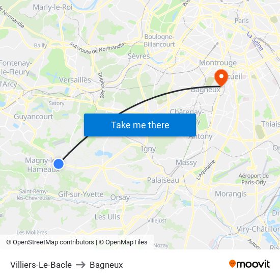 Villiers-Le-Bacle to Bagneux map