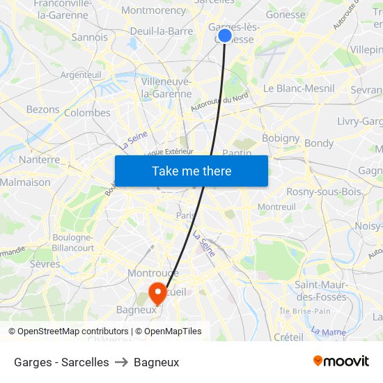 Garges - Sarcelles to Bagneux map