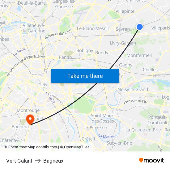 Vert Galant to Bagneux map