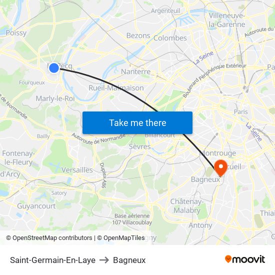 Saint-Germain-En-Laye to Bagneux map