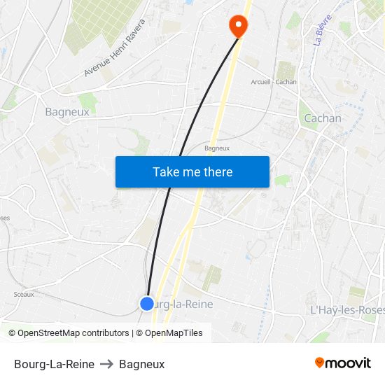 Bourg-La-Reine to Bagneux map