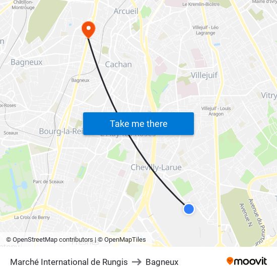 Marché International de Rungis to Bagneux map