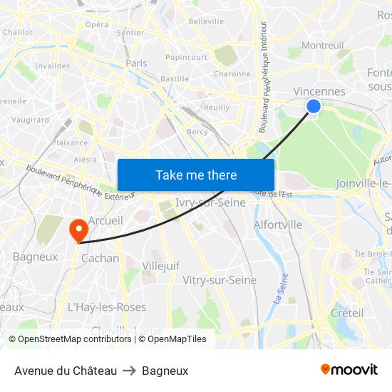 Avenue du Château to Bagneux map