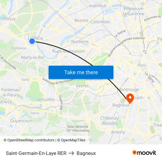 Saint-Germain-En-Laye RER to Bagneux map