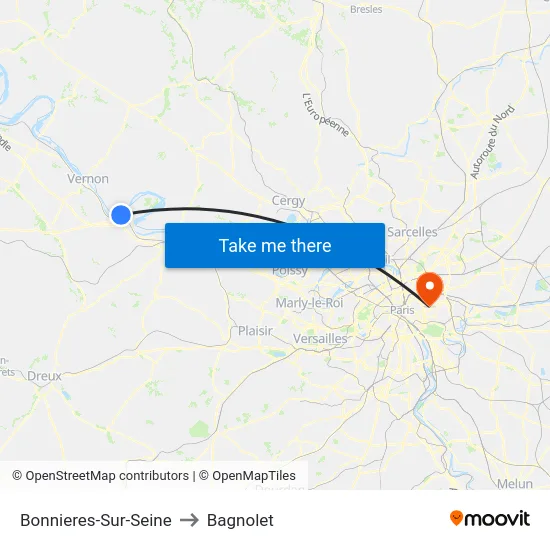 Bonnieres-Sur-Seine to Bagnolet map