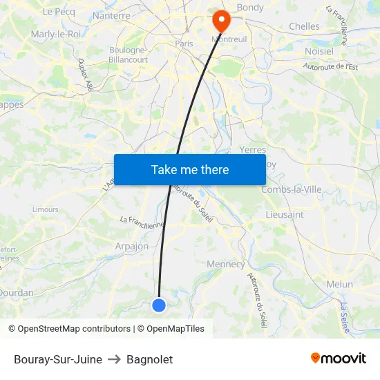 Bouray-Sur-Juine to Bagnolet map