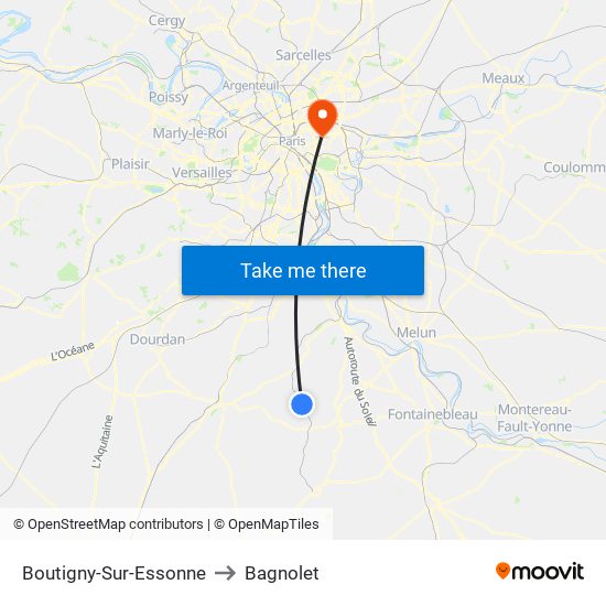 Boutigny-Sur-Essonne to Bagnolet map