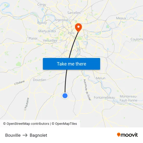 Bouville to Bagnolet map