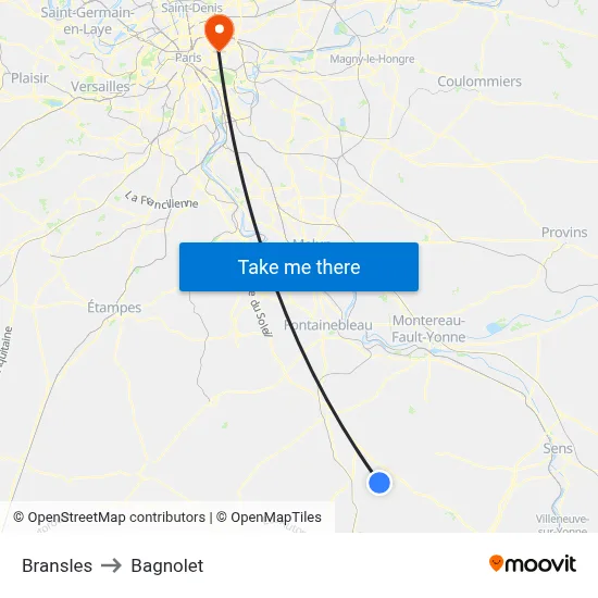 Bransles to Bagnolet map