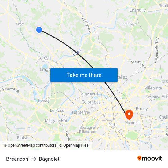 Breancon to Bagnolet map