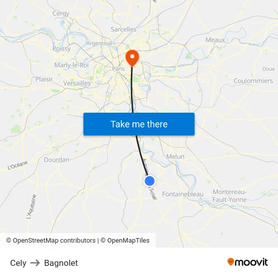 Cely to Bagnolet map