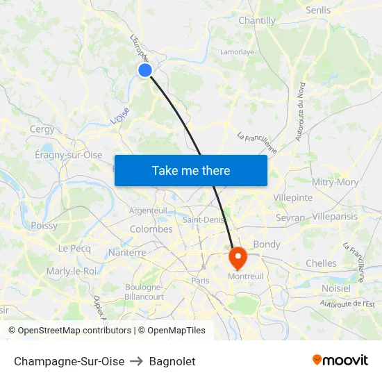 Champagne-Sur-Oise to Bagnolet map
