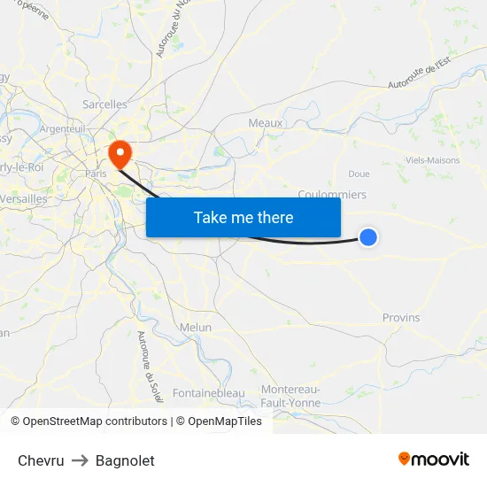 Chevru to Bagnolet map