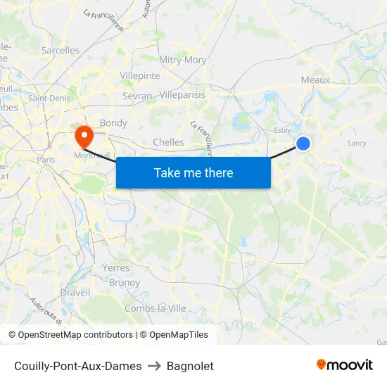 Couilly-Pont-Aux-Dames to Bagnolet map