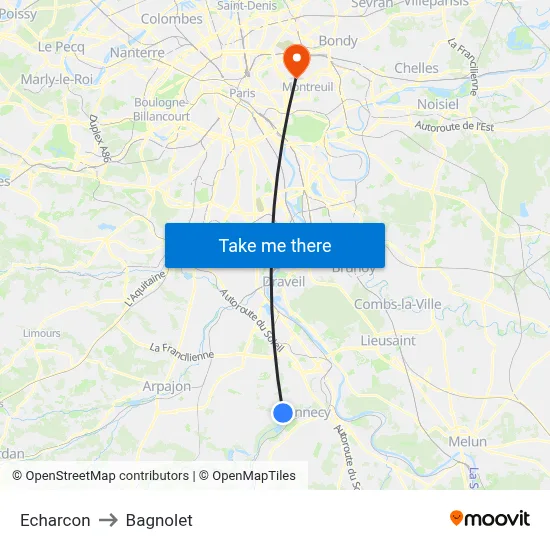 Echarcon to Bagnolet map