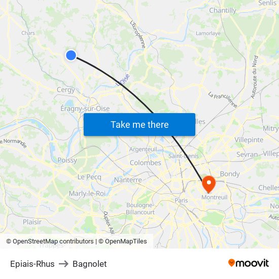 Epiais-Rhus to Bagnolet map