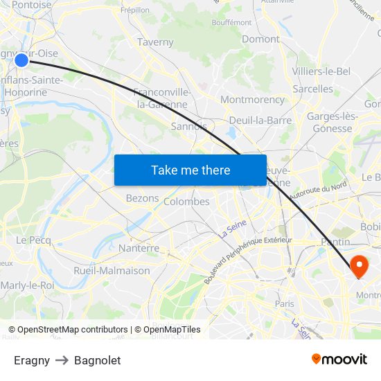 Eragny to Bagnolet map