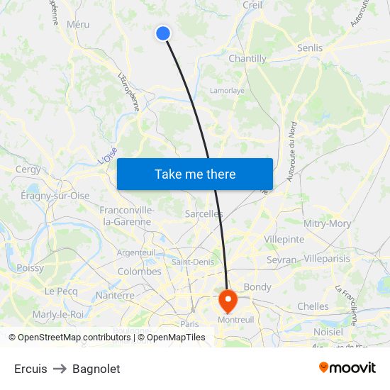 Ercuis to Bagnolet map