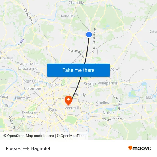 Fosses to Bagnolet map
