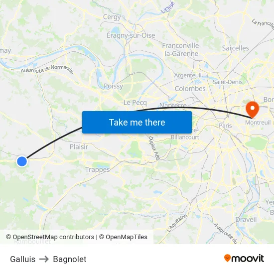 Galluis to Bagnolet map