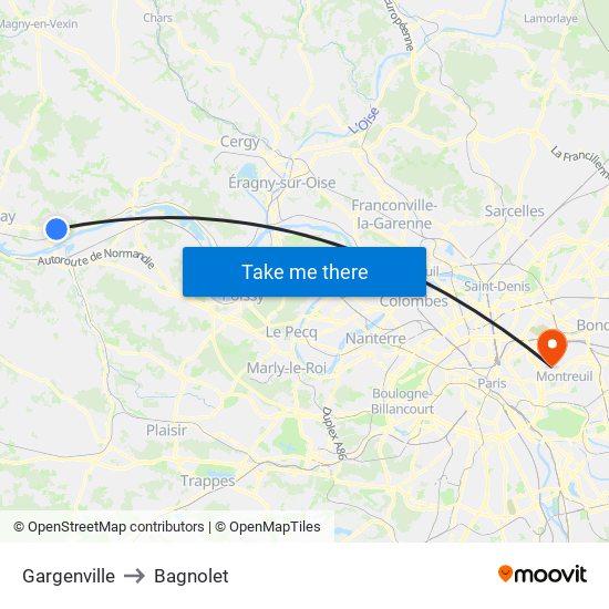 Gargenville to Bagnolet map