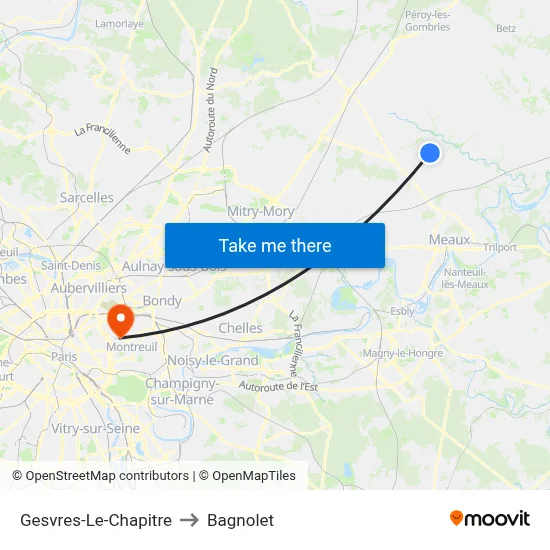 Gesvres-Le-Chapitre to Bagnolet map