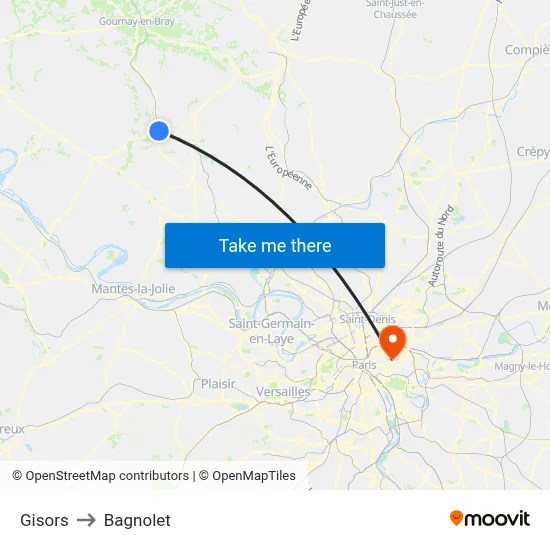 Gisors to Bagnolet map