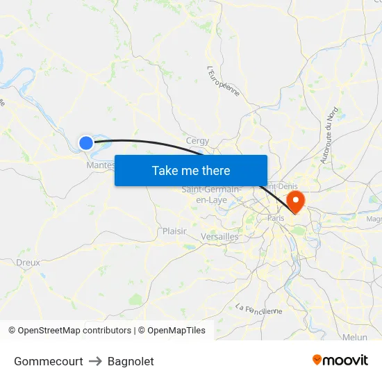 Gommecourt to Bagnolet map