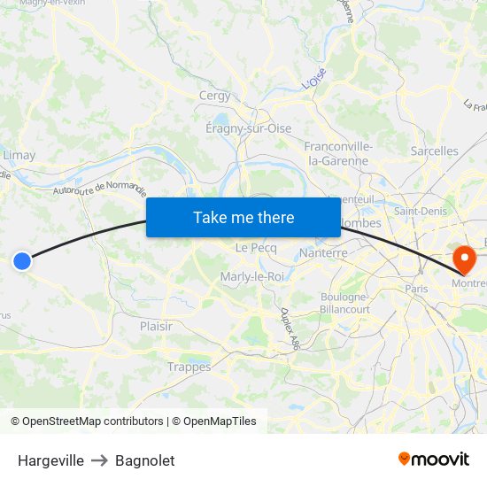 Hargeville to Bagnolet map