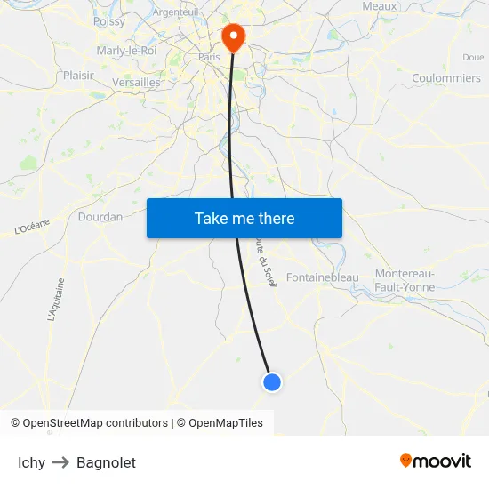 Ichy to Bagnolet map