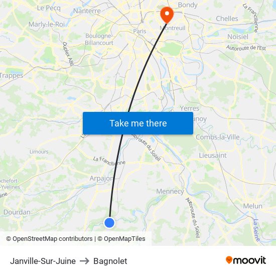 Janville-Sur-Juine to Bagnolet map