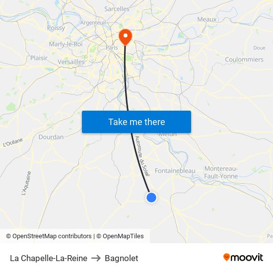 La Chapelle-La-Reine to Bagnolet map