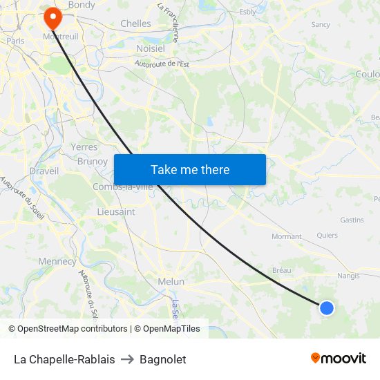 La Chapelle-Rablais to Bagnolet map