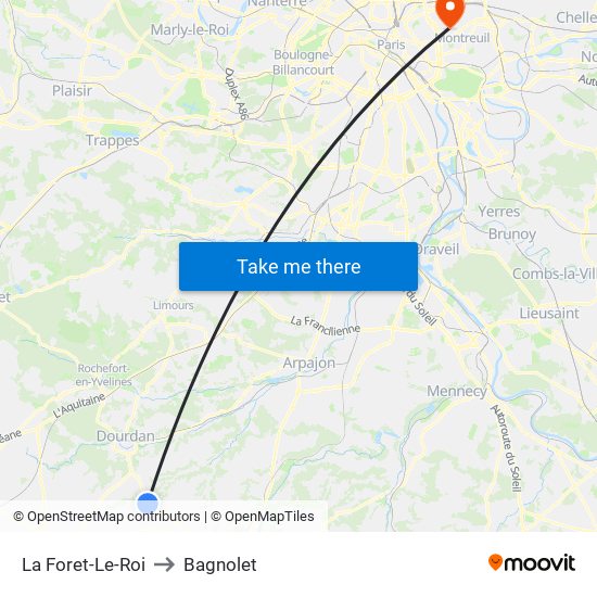 La Foret-Le-Roi to Bagnolet map