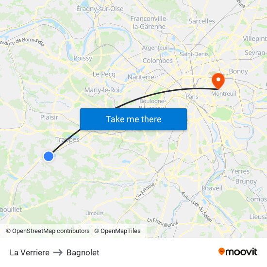 La Verriere to Bagnolet map