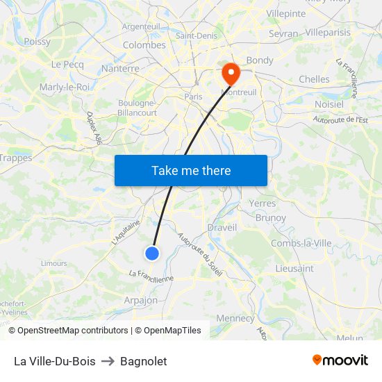 La Ville-Du-Bois to Bagnolet map
