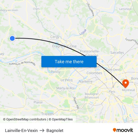 Lainville-En-Vexin to Bagnolet map