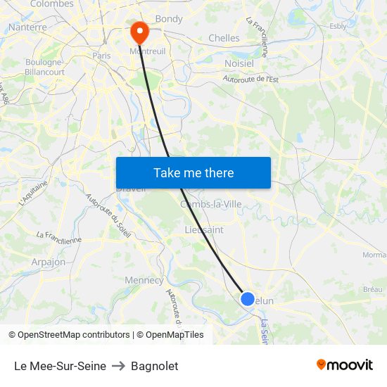 Le Mee-Sur-Seine to Bagnolet map