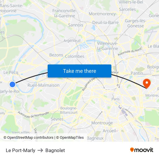 Le Port-Marly to Bagnolet map