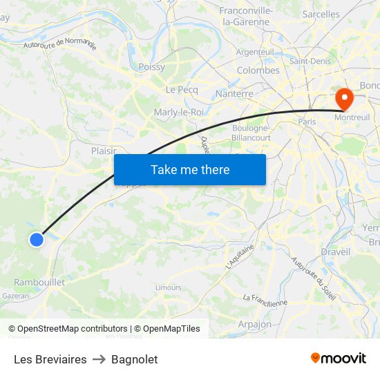 Les Breviaires to Bagnolet map