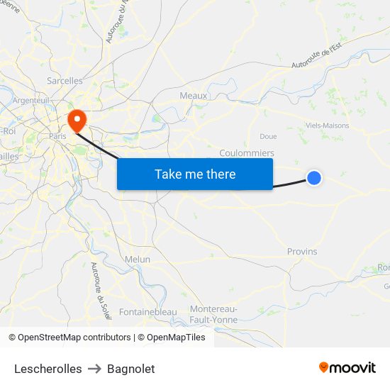 Lescherolles to Bagnolet map