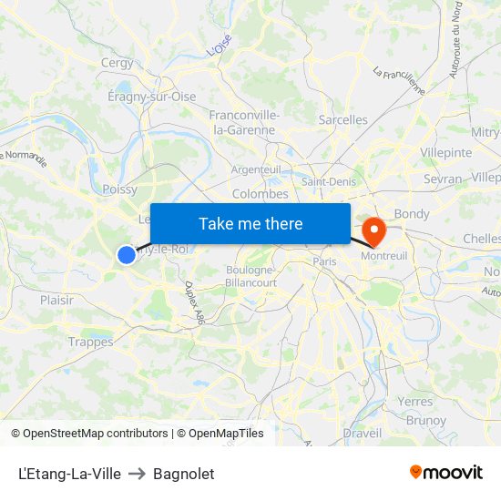 L'Etang-La-Ville to Bagnolet map