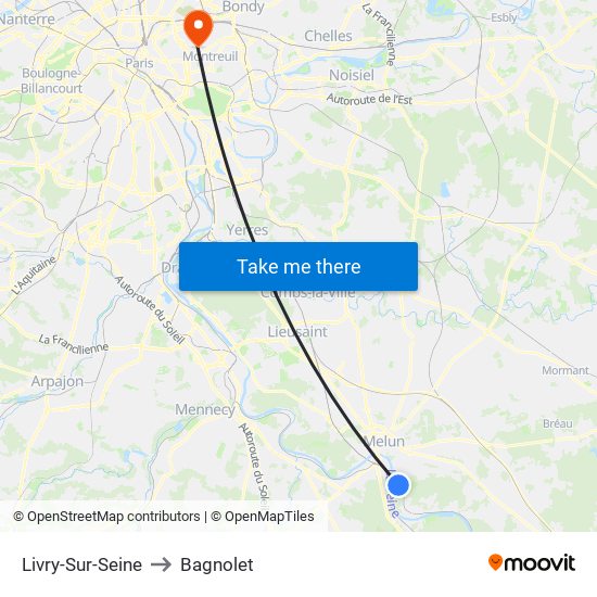 Livry-Sur-Seine to Bagnolet map
