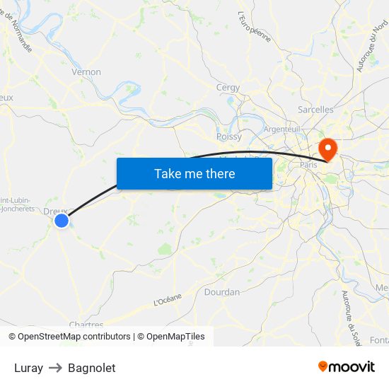 Luray to Bagnolet map